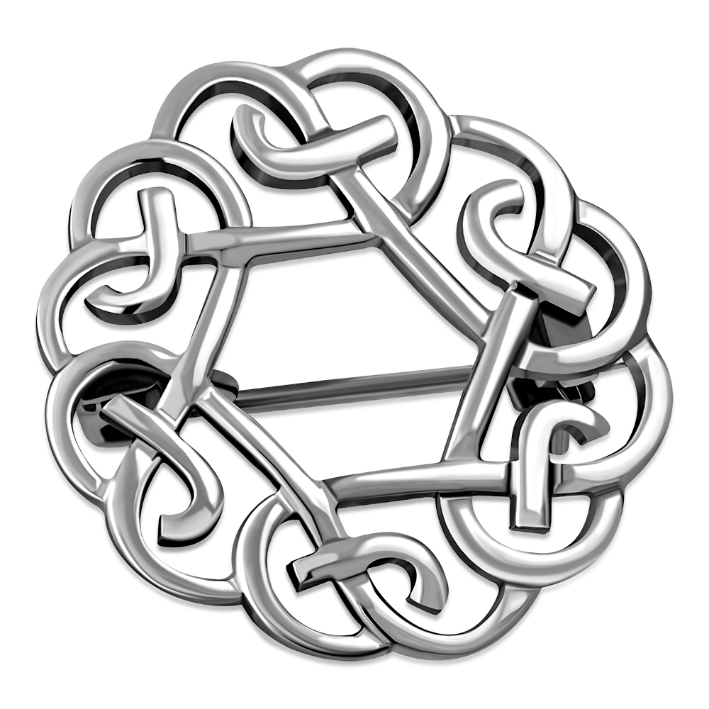 Rounded Sterling Silver Celtic Brooch - br3