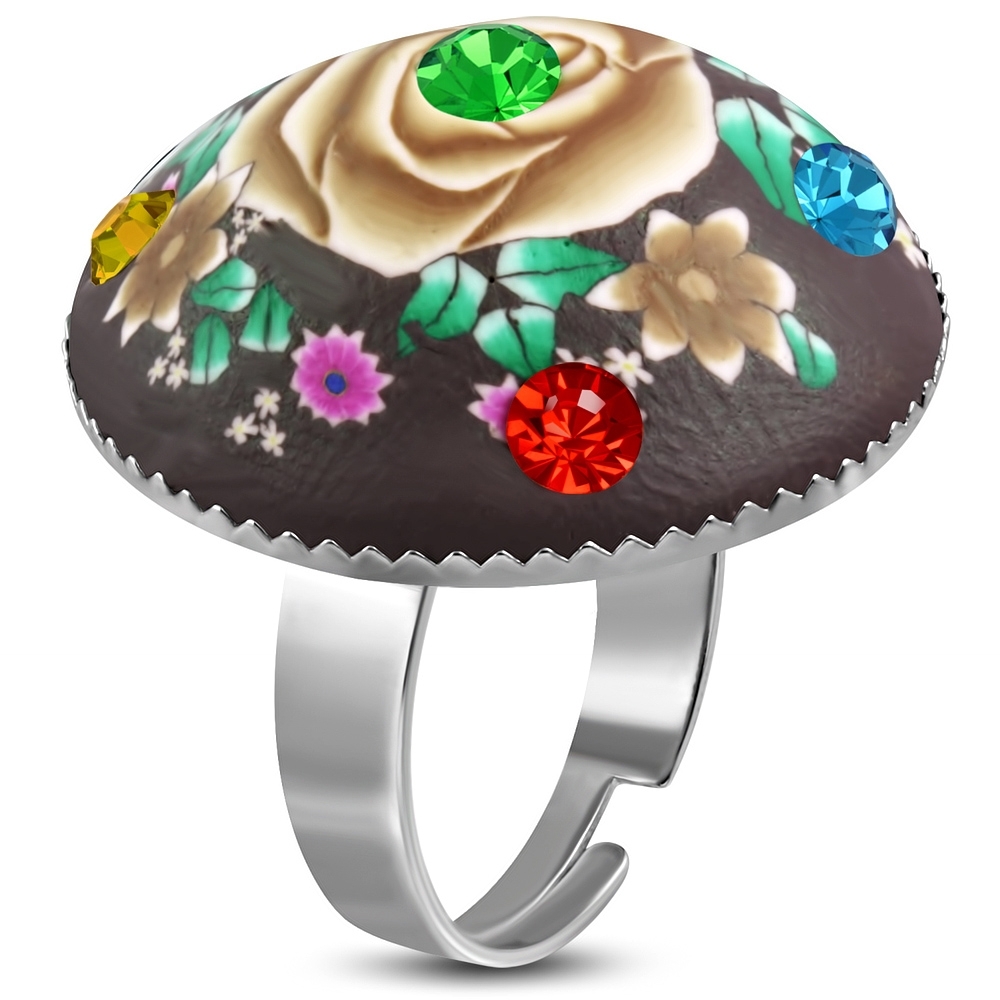 Fashion Rings: Free-Size Fashion Fimo/ Polymer Clay Rose ...