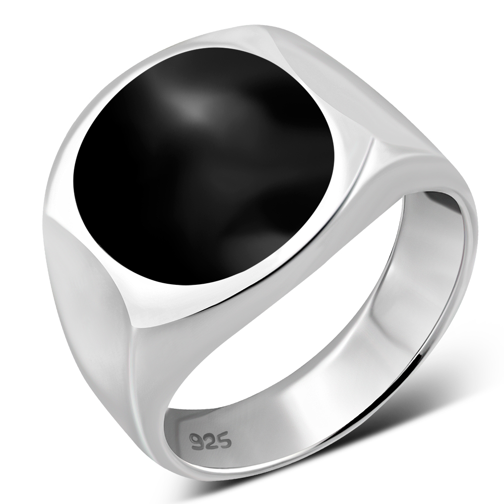 Buy THE MEN THING BLACK ENIGMA - Titanium Steel Vintage Ring with Black  Stone (Black Stone - 21) at Amazon.in