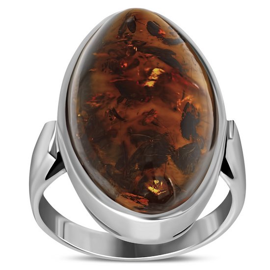 Stone Rings: Large Baltic Amber Women's Ring, r451