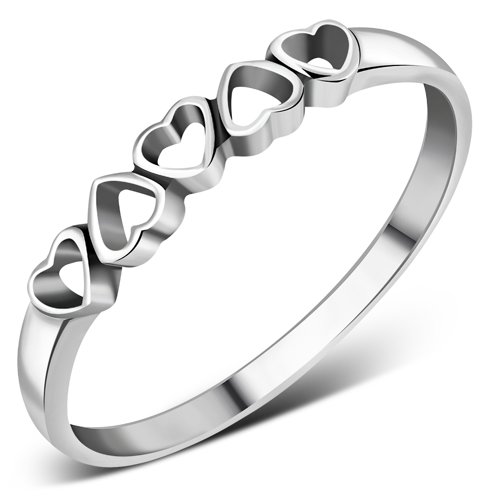 Heart Shape Ring 925 Sterling Silver Open Heart Shape Outline Chunky S –  KesleyBoutique