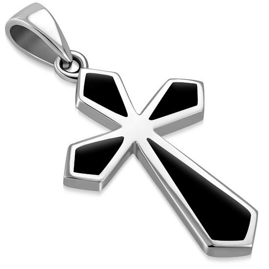 silver and black onyx cross