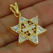 14K Gold Plated Jerusalem Cross Star David  Pendant, pgp456