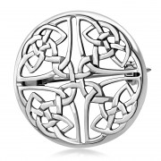  Round Solid Silver Celtic Knot Brooch - br6