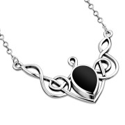 Black Onyx Celtic Knot Silver Necklace