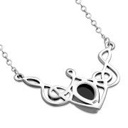 Black Onyx Celtic Knot Silver Necklace