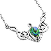 Abalone Shell Celtic Knot Silver Necklace