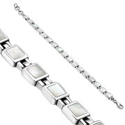 Mother of Pearl Small Square links Silver Bracelet