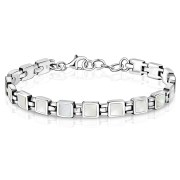 Mother of Pearl Small Square links Silver Bracelet