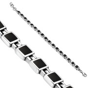 Black Onyx Small Square links Silver Bracelet