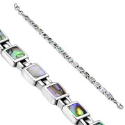 Abalone Shell Small Square links Silver Bracelet (CB288PAVA)
