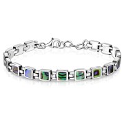 Abalone Shell Small Square links Silver Bracelet (CB288PAVA)