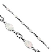 Mother Of Pearl Oval Links Celtic Knot Silver Bracelet, cb292