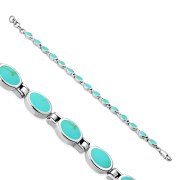 Turquoise Oval links Silver Bracelet