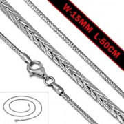 1.5mm-Wide 50cm-Long | Sterling Silver Fox Tail Round Chain
