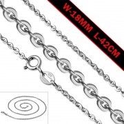 1.8mm-Wide 42cm-Long | Sterling Silver Hammered Chain
