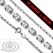 2.0mm-Wide 50cm-Long | Sterling Silver Squared Diamond Chain
