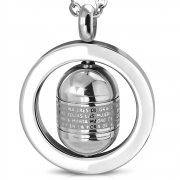 Stainless Steel Engraved The Lords Prayer In Spanish Padre Nuestro Cross Tube Spinning Circle Pendant - DPA608