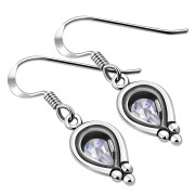 Clear CZ Ethnic Style Silver Earrings, e177