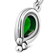 Ethnic Style Silver Earrings w Green CZ, e177