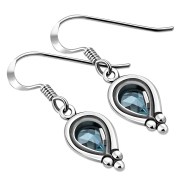 Blue Topaz CZ Ethnic Style Earrings, e177