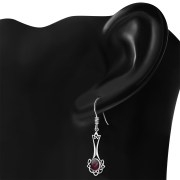 Garnet Celtic Knot Silver Earrings Set - e184