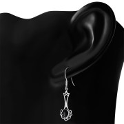 Black Onyx Long Celtic Knot Silver Earring Set - e184