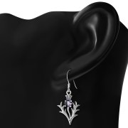 Amethyst Silver Scottish Thistle Earrings set - e255