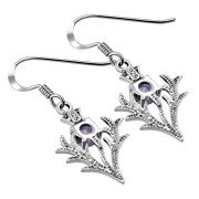 Amethyst Silver Scottish Thistle Earrings set - e255