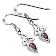 Pink CZ Celtic Trinity Silver Earrings, e256