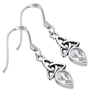 Clear CZ Celtic Trinity Silver Earrings Set - e256