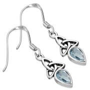 Blue Topaz CZ Trinity Silver Earrings - e256