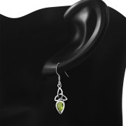 Peridot CZ Celtic Trinity Knot Earrings - e256