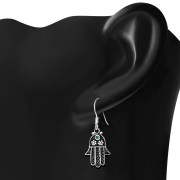 Sterling Silver filigree Hamsa Earrings, e270
