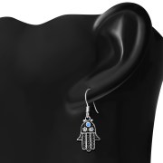 Synthetic Opal Hamsa Sterling Silver Earrings, e270
