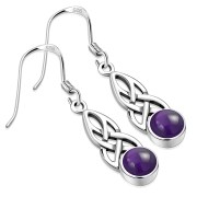 Amethyst Genuine Stone Celtic Silver Earrings - e298