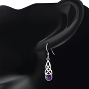 Amethyst Genuine Stone Celtic Silver Earrings - e298