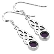 Amethyst Genuine Stone Celtic Silver Earrings - e298