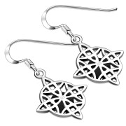 Black Onyx Celtic Knot Silver Earrings - e303