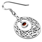 Baltic Amber Celtic Knot Silver Earrings - e307