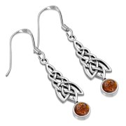 Dangle Amethyst Stone Celtic Knot Silver Earrings - e308