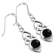 Black Onyx Celtic Silver Earrings Set - e309