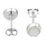 Large Mother of Pearl Oval Stud Silver Earrings, e313