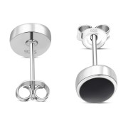 Large Black Onyx Oval Stud Silver Earrings, e313