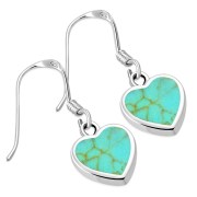 Turquoise Heart Sterling Silver Earrings, e314