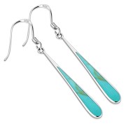 Turquoise Long Drop Sterling Silver Earrings, e320