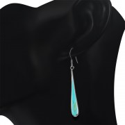Turquoise Long Drop Sterling Silver Earrings, e320
