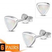 Mother of Pearl Triangle Stud Silver Earrings, e326