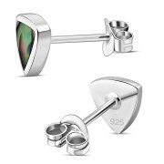 Abalone Shell Triangle Stud Silver Earrings, e326