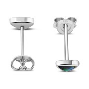 Abalone Shell Triangle Stud Silver Earrings, e326